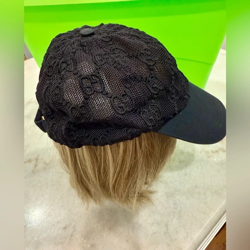 Gucci Black Lace Mesh Baseball Hat Size XL
